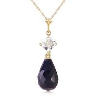 Sapphire and White Topaz Pendant Necklace 9.3ctw in 9ct Gold