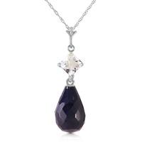 Sapphire and White Topaz Pendant Necklace 9.3ctw in 9ct White Gold