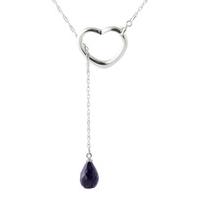 Sapphire Briolette Pendant Necklace 3.3ct in 9ct White Gold