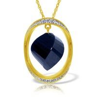 Sapphire and Diamond Pendant Necklace 15.25ct in 9ct Gold