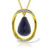 Sapphire and Diamond Pendant Necklace 13.5ct in 9ct Gold