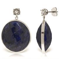 Sapphire and Diamond Stud Earrings 46.0ctw in 9ct White Gold