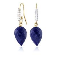 Sapphire and Diamond Drop Earrings 25.8ctw in 9ct Gold