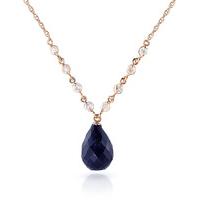 Sapphire and Diamond Pendant Necklace 14.8ct in 9ct Rose Gold