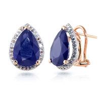 Sapphire and Diamond French Clip Halo Earrings 10.2ctw in 9ct Rose Gold