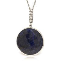 Sapphire and Diamond Pendant Necklace 23.0ct in 9ct White Gold