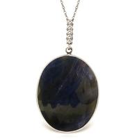 Sapphire and Diamond Pendant Necklace 20.0ct in 9ct White Gold