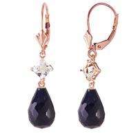 Sapphire and White Topaz Drop Earrings 18.6ctw in 9ct Rose Gold