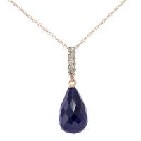 Sapphire and Diamond Pendant Necklace 8.8ct in 9ct Rose Gold