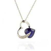 Sapphire and Diamond Pendant Necklace 4.3ct in 9ct White Gold