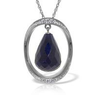 Sapphire and Diamond Pendant Necklace 13.5ct in 9ct White Gold