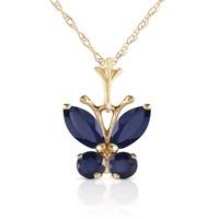 Sapphire Butterfly Pendant Necklace 0.6ctw in 9ct Gold