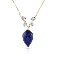 sapphire and diamond pendant necklace 129ct in 9ct gold