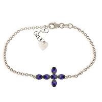 Sapphire Adjustable Cross Bracelet 1.7ctw in 9ct White Gold