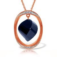 Sapphire and Diamond Pendant Necklace 15.25ct in 9ct Rose Gold