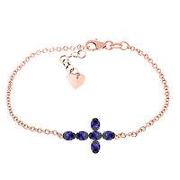 Sapphire Adjustable Cross Bracelet 1.7ctw in 9ct Rose Gold