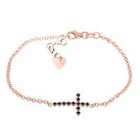 Sapphire Adjustable Cross Bracelet 0.3ct in 9ct Rose Gold