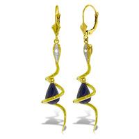 Sapphire and Diamond Serpent Earrings 6.6ctw in 9ct Gold