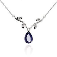 Sapphire and Diamond Vine Branch Pendant Necklace 1.5ct in 9ct White Gold