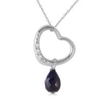 Sapphire and Diamond Pendant Necklace 3.3ct in 9ct White Gold