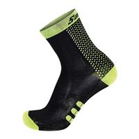 Santini Two Medium Profile Socks - Black/Yellow - XS-S
