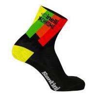 Santini Cinelli Chrome 17 Coolmax Socks - Black/Yellow - XL-XXL