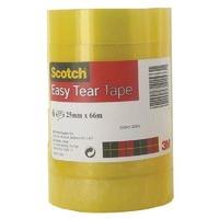 scotch easy tear clr tape 25mmx66m 6 pack