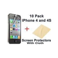 Screen Protector & Cleaning Cloth for Apple iPhone 4 and 4S (Pack of 10)
