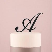 script monogram acrylic cake topper black