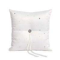 scattered pearls crystals square ring cushion white