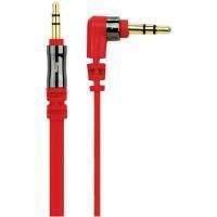 Scosche flatOUT Audio Cable (Red) with One Straight 3.5mm Connector and One 90 Degree 3.5mm Connector