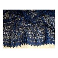 Scalloped Edge Couture Bridal Heavy Guipure Lace Fabric Navy Blue