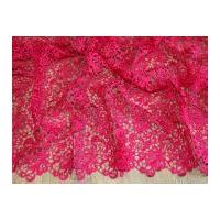 Scalloped Edge Couture Bridal Heavy Guipure Lace Fabric Cerise Pink