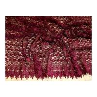 Scalloped Edge Couture Bridal Heavy Guipure Lace Fabric Burgundy