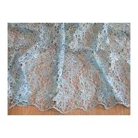 Scalloped Edge Couture Bridal Heavy Guipure Lace Fabric Sky Blue