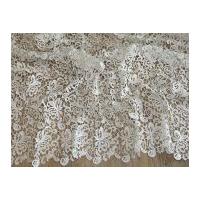 Scalloped Edge Couture Bridal Heavy Guipure Lace Fabric Ivory