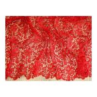 Scalloped Edge Couture Bridal Heavy Guipure Lace Fabric Red