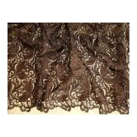 Scalloped Edge Couture Bridal Heavy Guipure Lace Fabric Brown