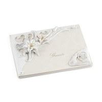 Sculptural White Tiger Lilies Traditional Guest Book