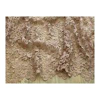 Scalloped Edge Couture Bridal Heavy Guipure Lace Fabric Beige