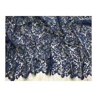 Scalloped Edge Couture Bridal Heavy Guipure Lace Fabric Navy Blue