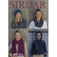 scarves hat and snood in sirdar plushtweed 7874