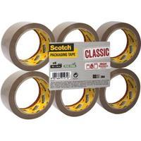 Scotch Classic 50mm x 66m Packaging Tape Brown Pack of 6 Rolls