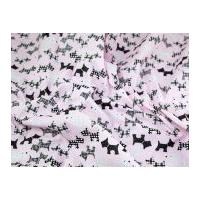 Scottie Dogs Print Polycotton Fabric Pale Pink