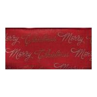 Script Natural Weave Christmas Print Ribbon