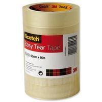 Scotch Easy Tear (25mm x 66m) Adhesive Tape (Clear) Pack of 6 Rolls