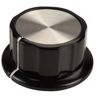 SCI RN-99A(Ø6.4mm) Control Knob-Black/Silver Cap-White Line-6.4mm ...