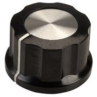 SCI RN-99D(Ø6.4mm) Control Knob-Black/Silver Cap-White Line-6.4mm ...