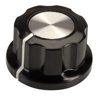 SCI RN-99E(Ø6.4mm) Control Knob-Black/Silver Cap-White Line-6.4mm ...