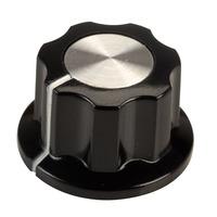 SCI RN-99F(Ø6.4mm) Control Knob-Black/Silver Cap-White Line-6.4mm ...